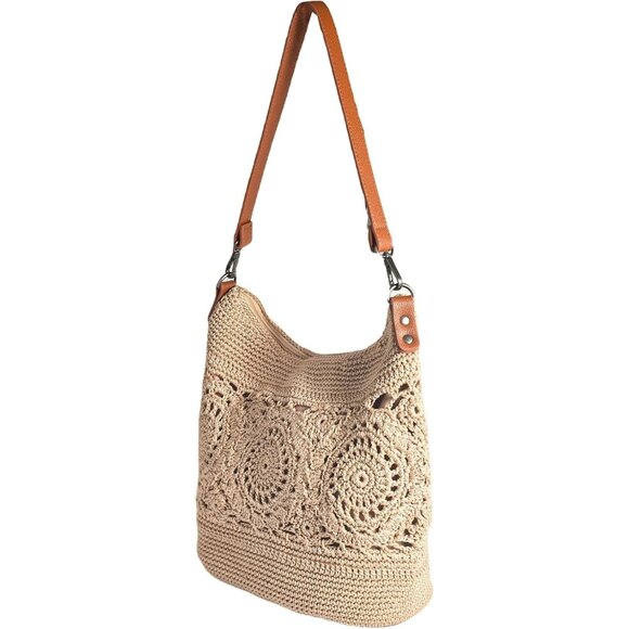 Hobo Crochet Crossbody Bag for Women Large Tote Khaki Lightweight Funky Style main image 7
